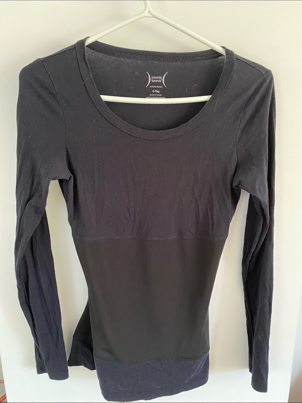 Yummie by Heather Thomson Black Long Sleeve Slim Crew Top shaper middle waist